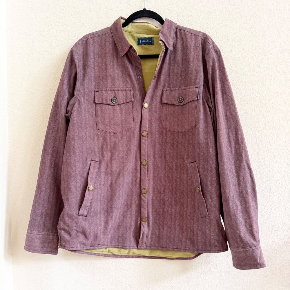 William Murray Golf Mens Herringbone Fleece Lined Snap Shirt Jacket Shacket Sz M